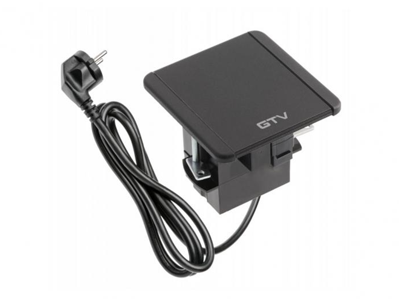 Розетка врізна GTV FLIP Schuko 2xUSB 1хLAN 1хHDMI кабель 1,5 м Чорний (6846) - фото 2