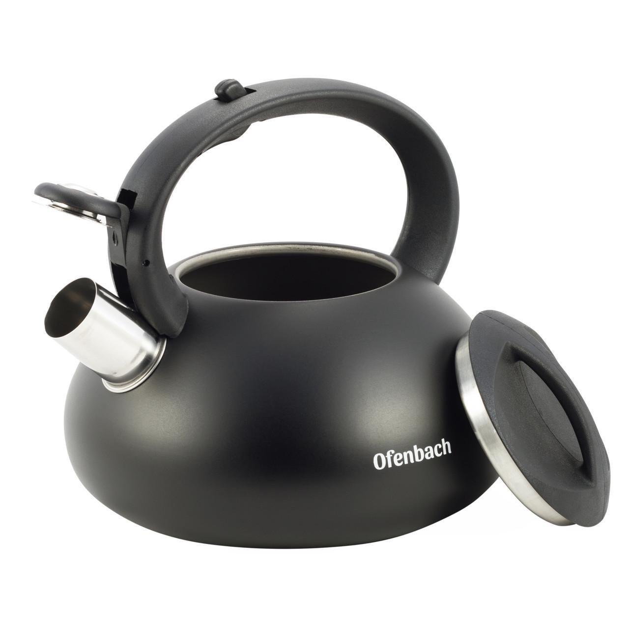 Чайник со свистком и нейлоновой ручкой Ofenbach KM-100302 из нержавеющей стали 2,5 л Черный (150-84-100302) - фото 7 Чайник со свистком и нейлоновой ручкой Ofenbach KM-100302 из нержавеющей стали 2,5 л Черный (150-84-100302) - фото 7