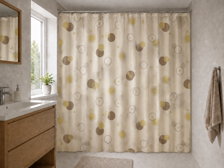 Шторка для ванної і душу полієстер з принтом 180х200 см Circle beige Miranda (48306443) Шторка для ванної і душу полієстер з принтом 180х200 см Circle beige Miranda (48306443)