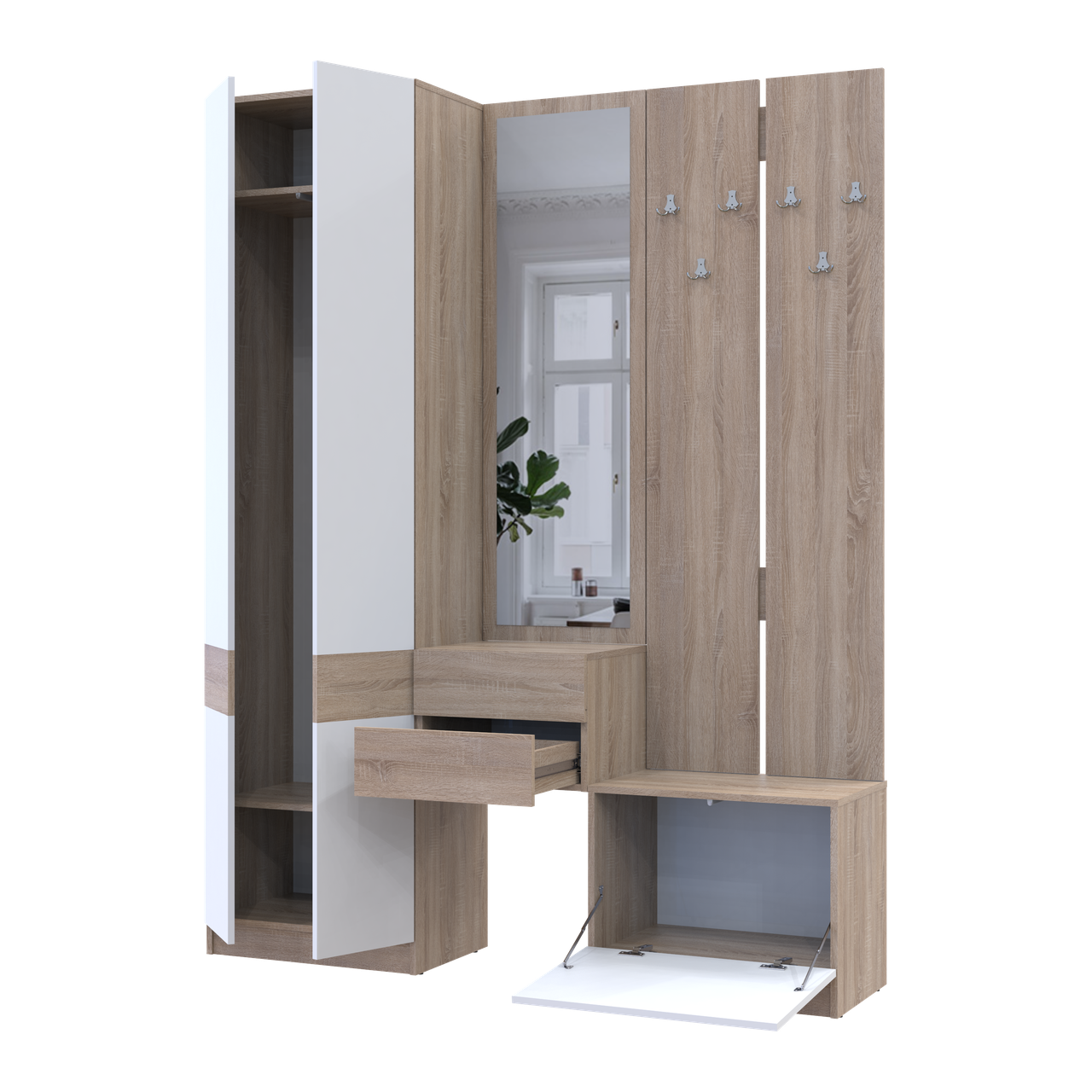 Прихожая Doros Сола 165х40х215 см Дуб сонома/Белый (26355690)