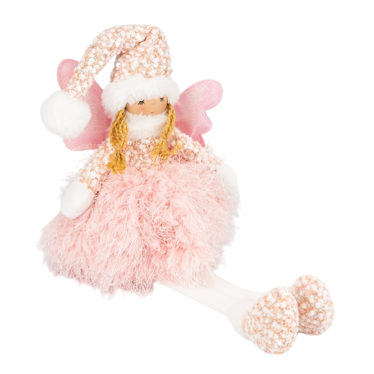 Фигурка новогодняя декоративная Маленькая фея из текстиля 25 см Розовый (150-81-9241-012)
