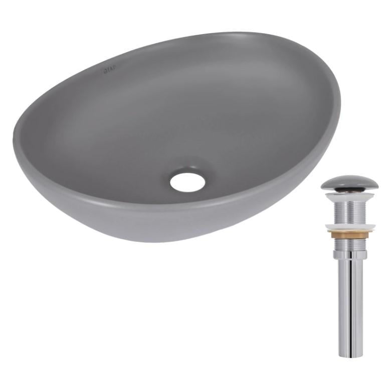 Раковина накладная овальная Qtap Dove с донным клапаном Stone Grey (QTDOV188SG49783)