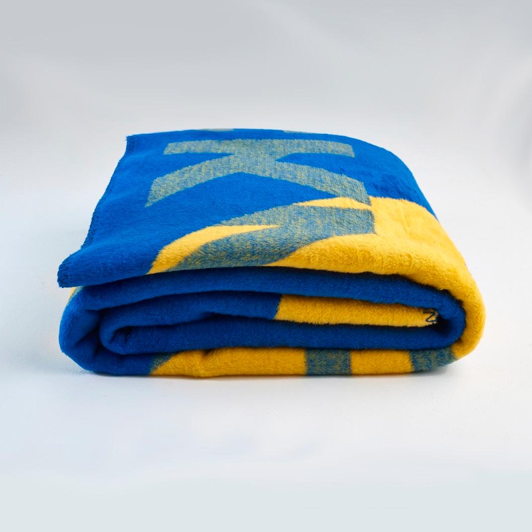 Плед-покривало жакардове Військовий Корабель 150х200 см Жовтий/Блакитний