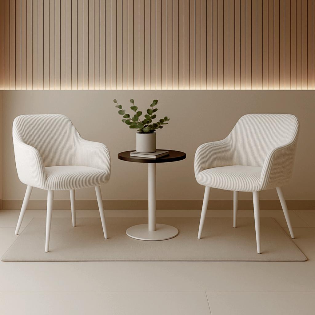 Комплект обеденных стульев Линн М-240 2 шт. с подлокотниками вельвет 850х580х580 мм Белый антик/Белый