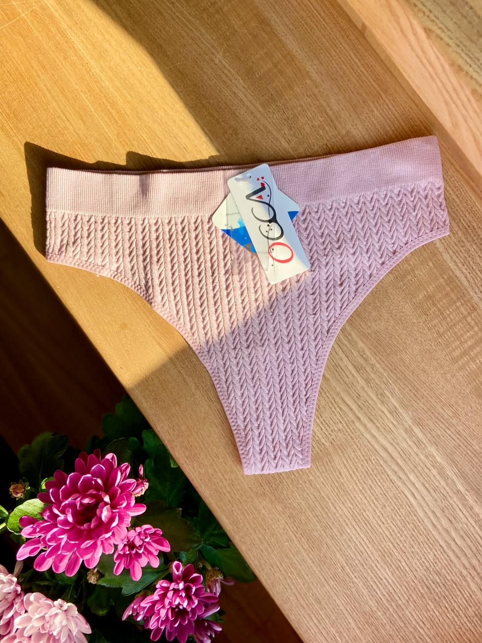 Трусы стринги женские текстурные на высокой посадке с ласточкой One size (2411-5)