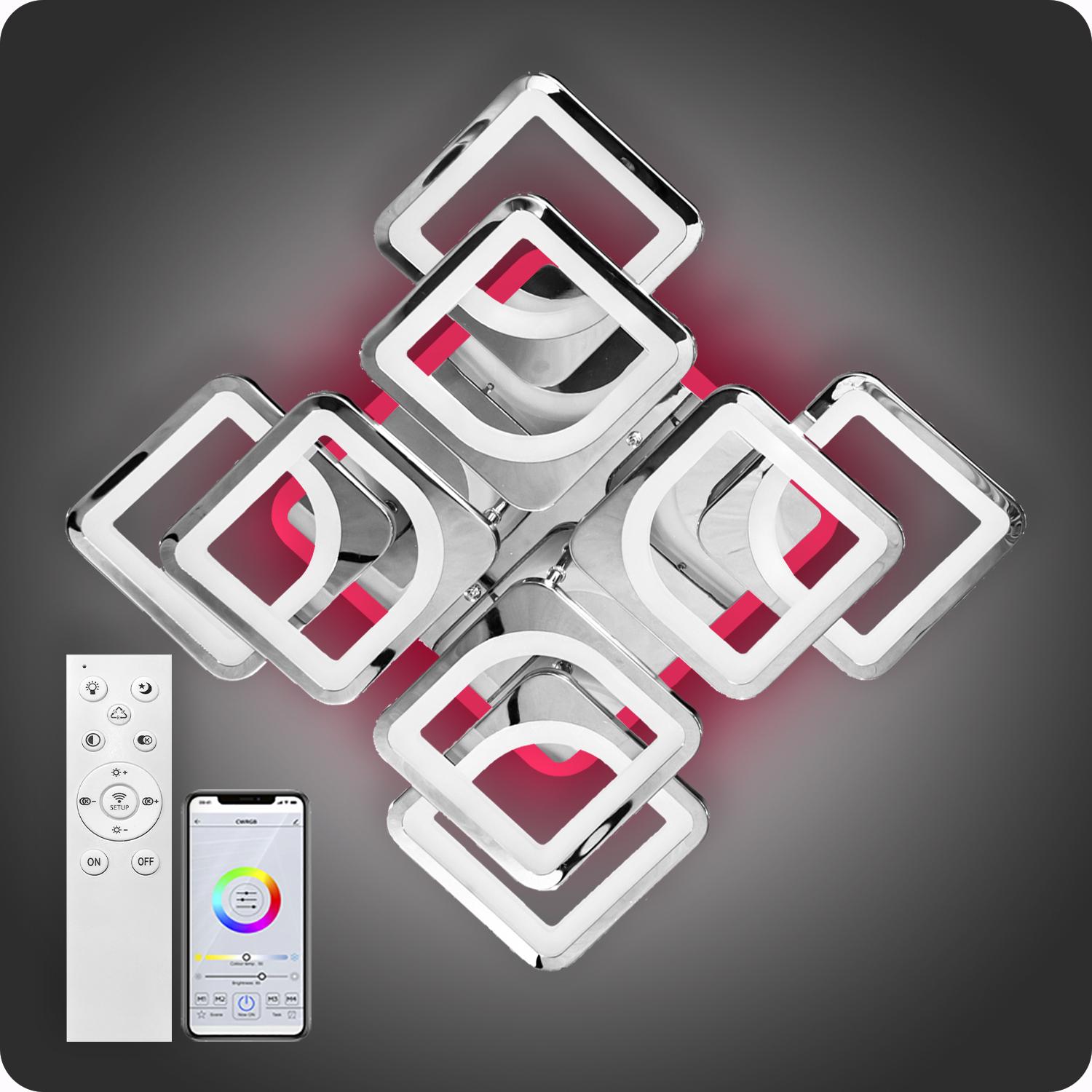 Люстра світлодіодна 517 Light 3color з пультом 192 Вт Хром (01552) - фото 4 Люстра світлодіодна 517 Light 3color з пультом 192 Вт Хром (01552) - фото 4