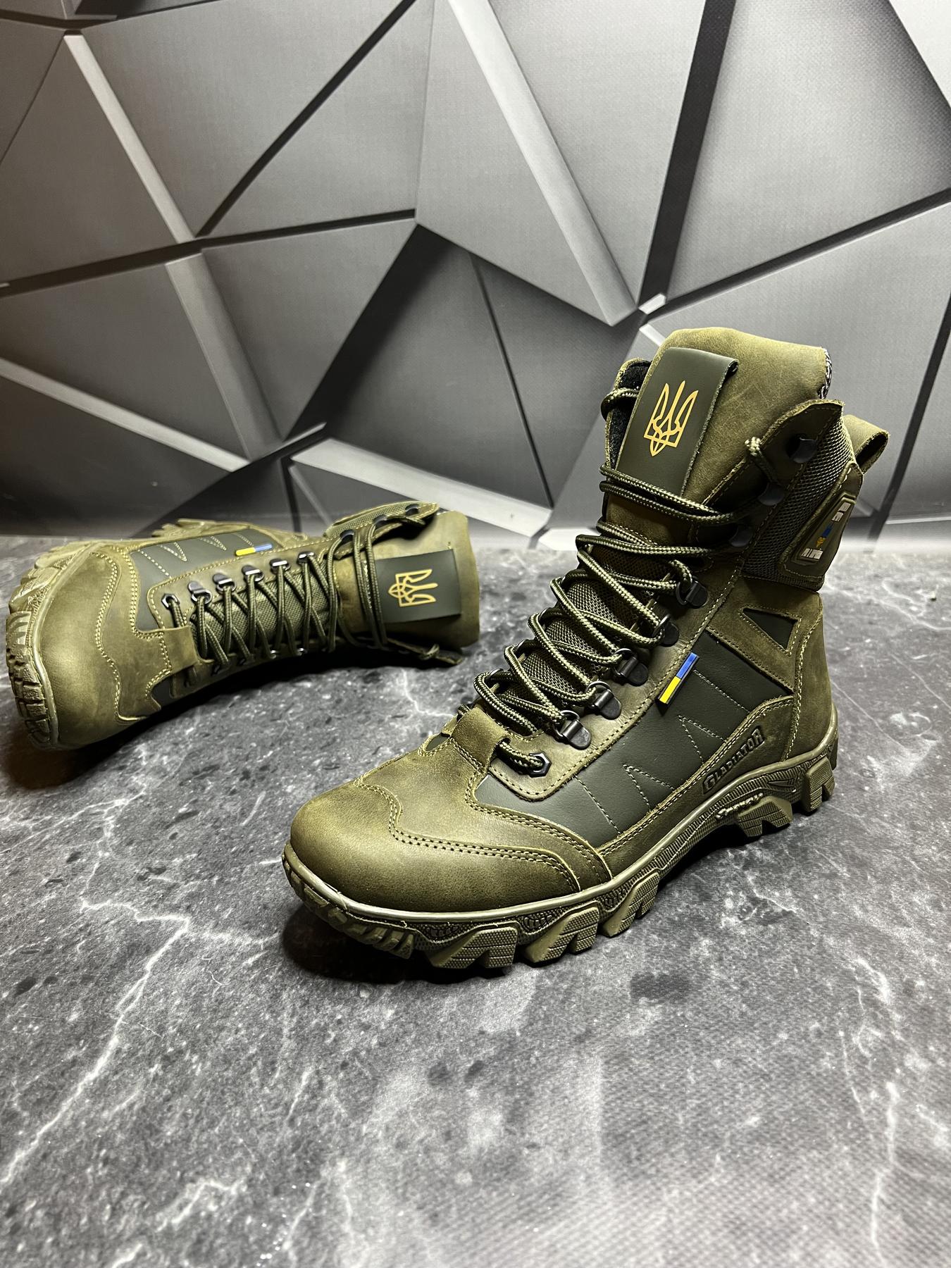 Берці чоловічі із натурального нубука демісезонні р. 45 Хакі - фото 4