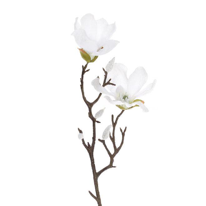 Ветка новогодняя Flora Магнолии заснеженная 49 см Белый (12990)