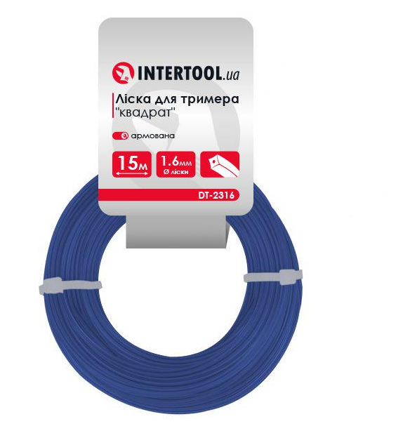 Леска для триммера Intertool квадрат армированная 1,6 мм х 15 м (DT-2316)