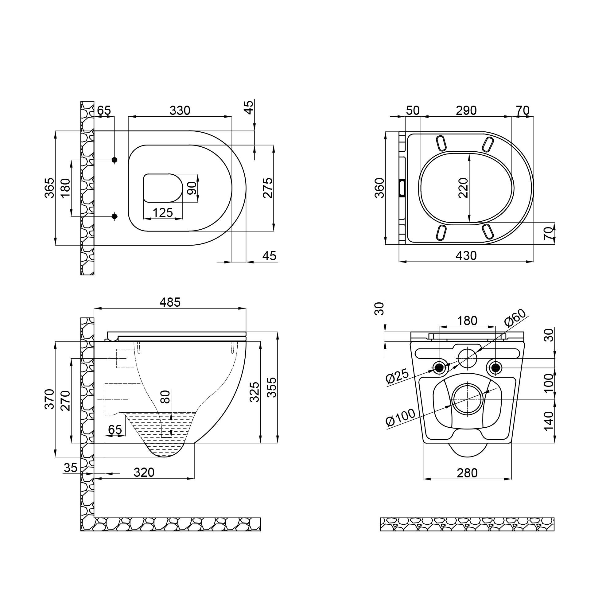 Унитаз подвесной Q-tap Robin QT1333046ERMB безободковый с сиденьем с микролифтом (76055) - фото 2