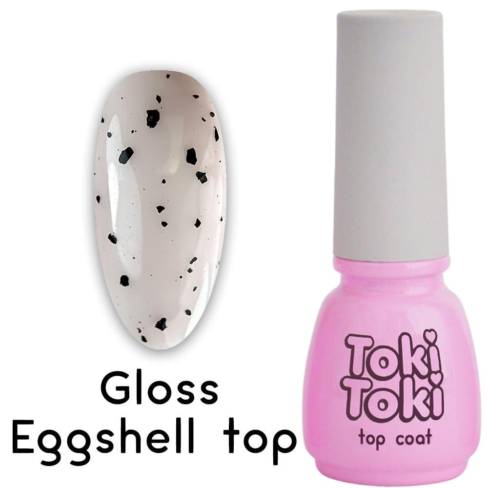 Топ для нігтів без липкого шару Toki-Toki Gloss Eggshell top 5 мл Перепелине яйце - фото 1