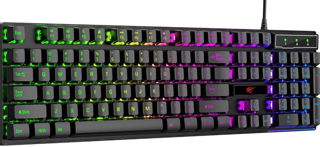 Клавиатура игровая мембранная Havit HV-KB101L RGB Black (м00120) - фото 3 Клавиатура игровая мембранная Havit HV-KB101L RGB Black (м00120) - фото 3