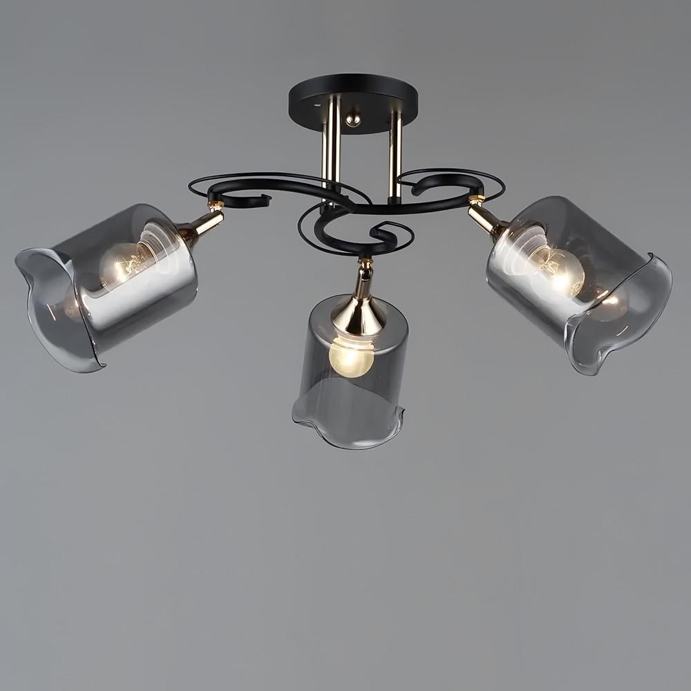 Люстра потолочная Lighthouse SR-19378/3 BK/FGD E27 600х270 мм Черный/Золотой/Дымчатый Люстра потолочная Lighthouse SR-19378/3 BK/FGD E27 600х270 мм Черный/Золотой/Дымчатый