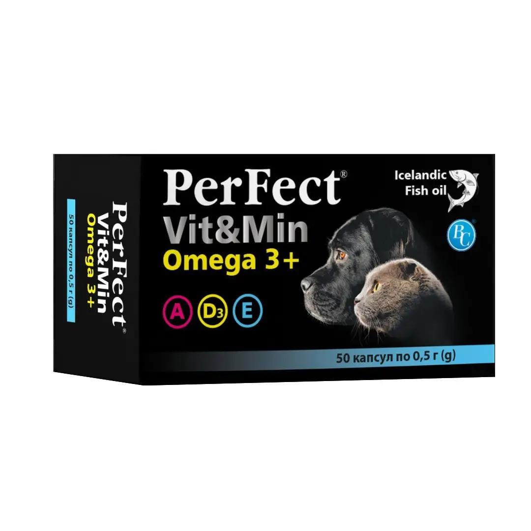 Витаминная добавка PerFect Vit&Min Omega3+ для собак и кошек 0,5 г 50 капсул