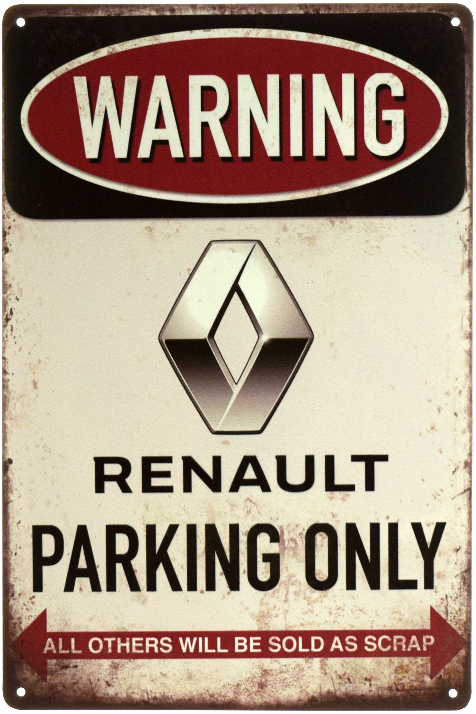 Табличка металлическая Внимание! Парковка Только Для Рено/Warning! Renault Parking Only 20x30 см