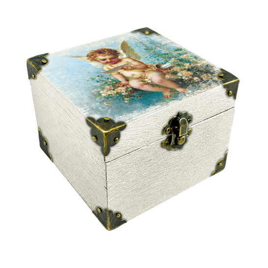 Шкатулка деревянная-эко Прованс Ангел 10х10 см Белый (пршк08бф10х10)