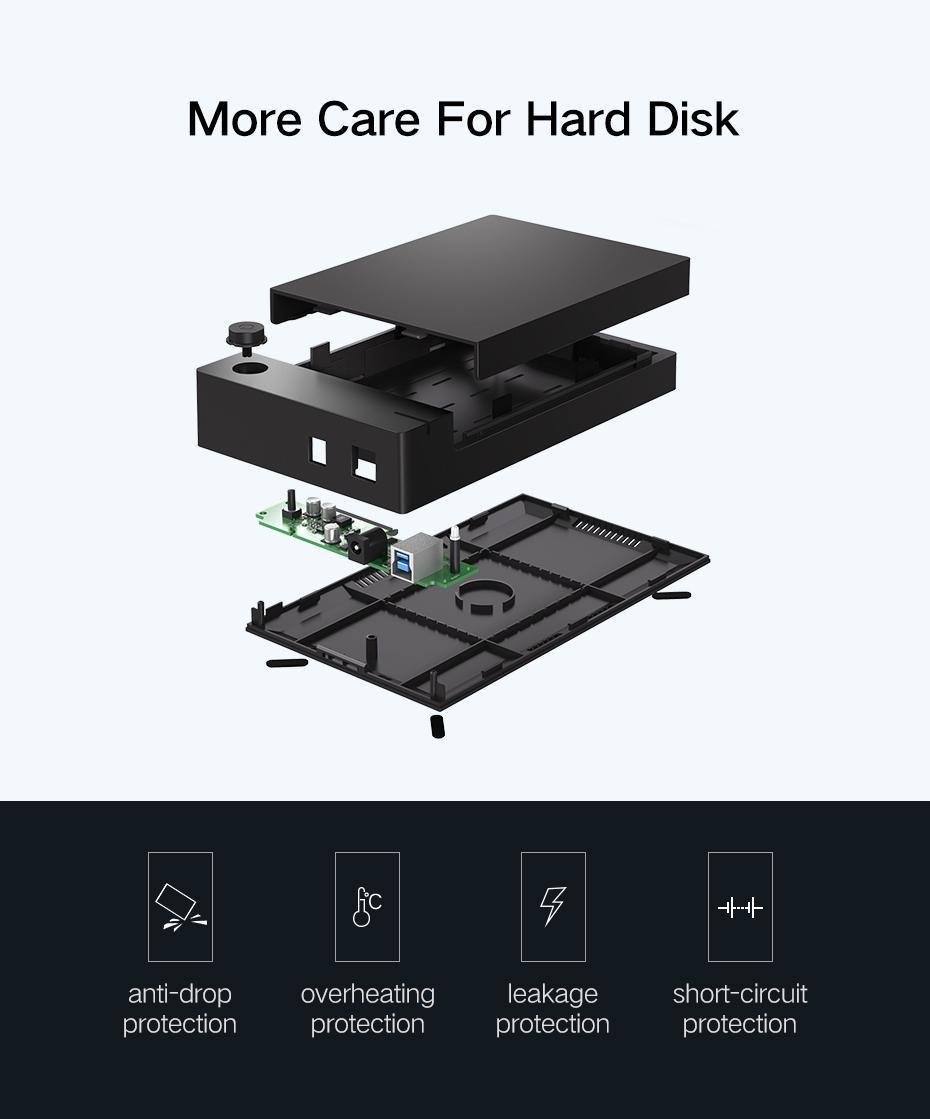 Корпус UGREEN для SSD/HDD 3,5 и 2,5 дюймовых/5 Гбит/с USB 3.0 до SATA III с кабелем USB-Micro-USB Type-B 3.0 Micro-B Черный (50422) - фото 9