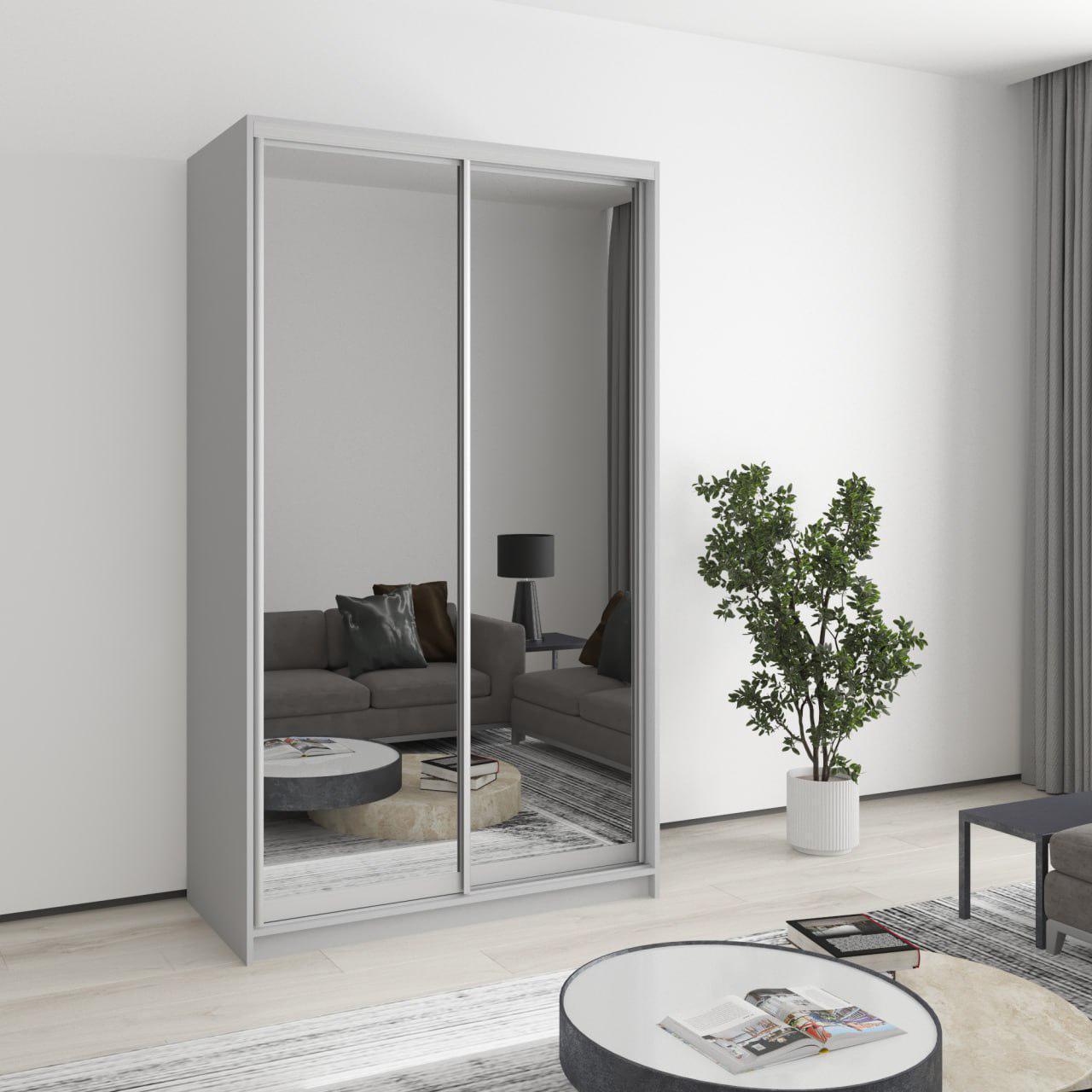 Шкаф-купе двухдверный MebelStar Стандарт AL 2 зеркала 120x60x210 см Серая мышка (MBS-4315)