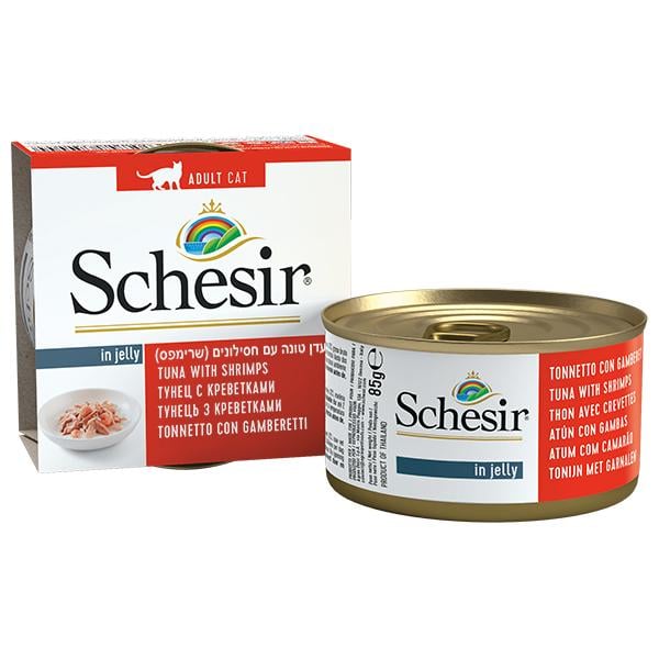 Корм вологий у желе натуральний для котів Schesir Tuna Shrimps тунець з креветками 85 г (750044)