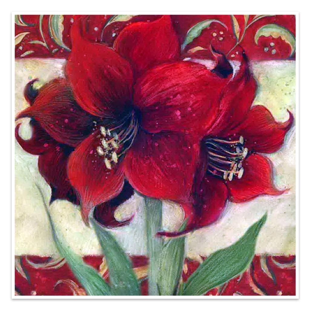 Алмазна мозаїка Lesko DIY LG138 Червона квітка 30x30 см (1377926)