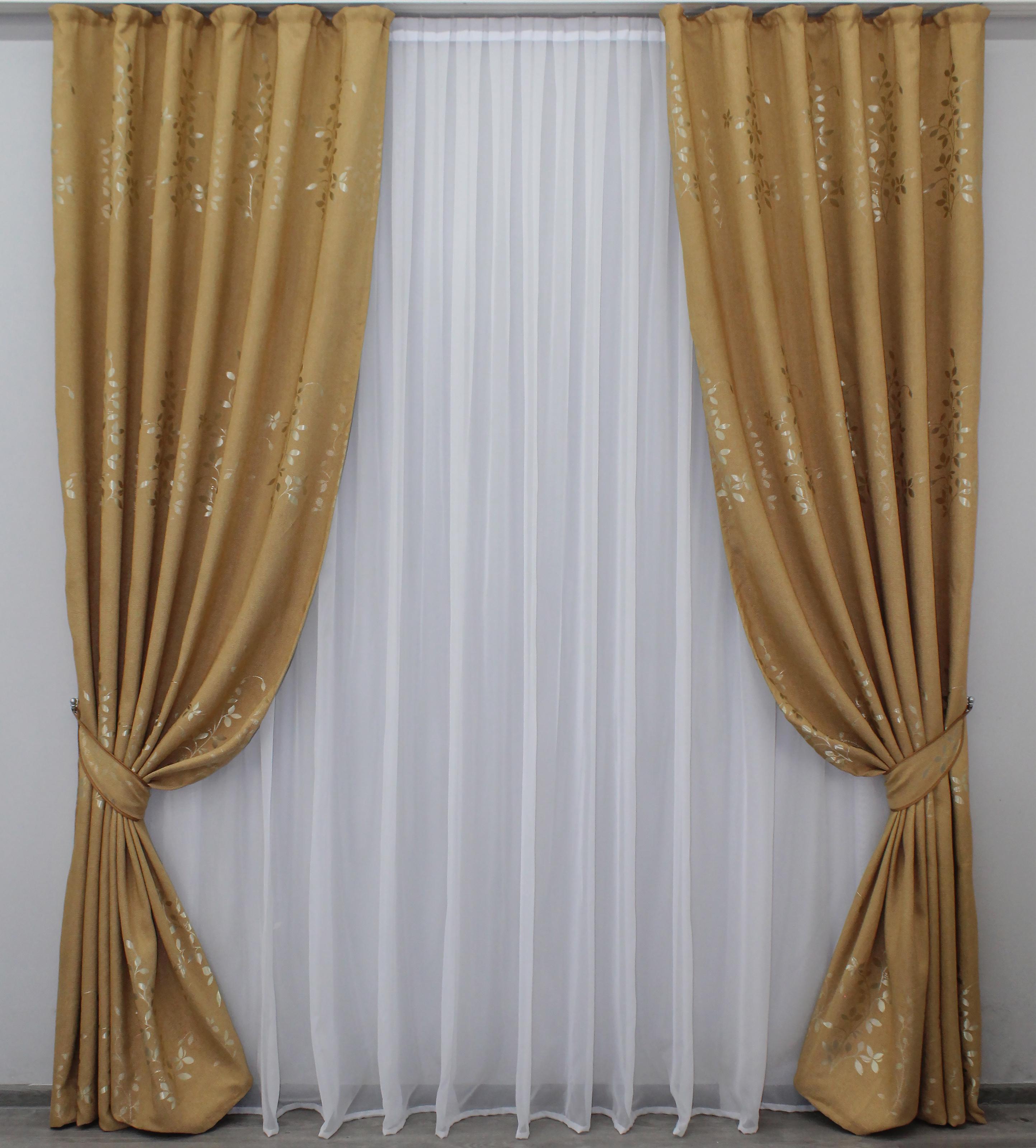 Комплект штор VR-Textil № 1072ш лен 150х270 см 2 шт. Оранжевый (30-880)