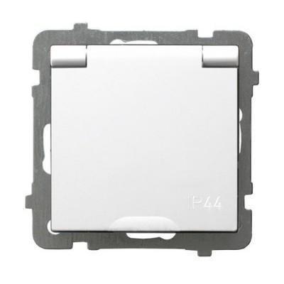 Розетка одинарная Ospel AS с заземлением и крышкой без рамки Белый (29176558)