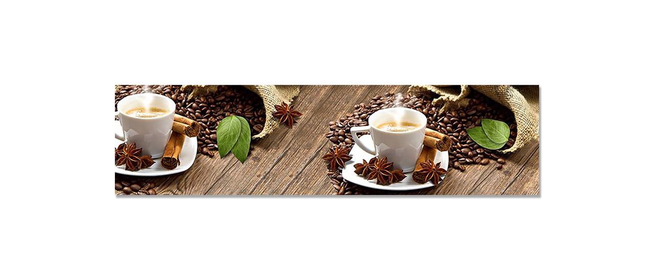 Кухонный фартук Ароматный кофе из самоклеющейся виниловой пленки 65х250 см Коричневый