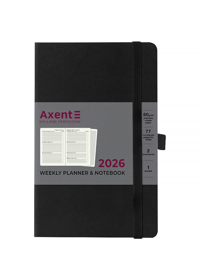 Еженедельник Axent 2026 Partner Strong датированный 125x195 см Черный (8505-26-01-A)