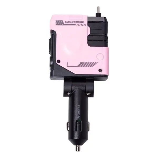 Зарядное устройство автомобильное 4в1 с выдвижным кабелем Розовый (HP-A1P) - фото 3 Зарядное устройство автомобильное 4в1 с выдвижным кабелем Розовый (HP-A1P) - фото 3