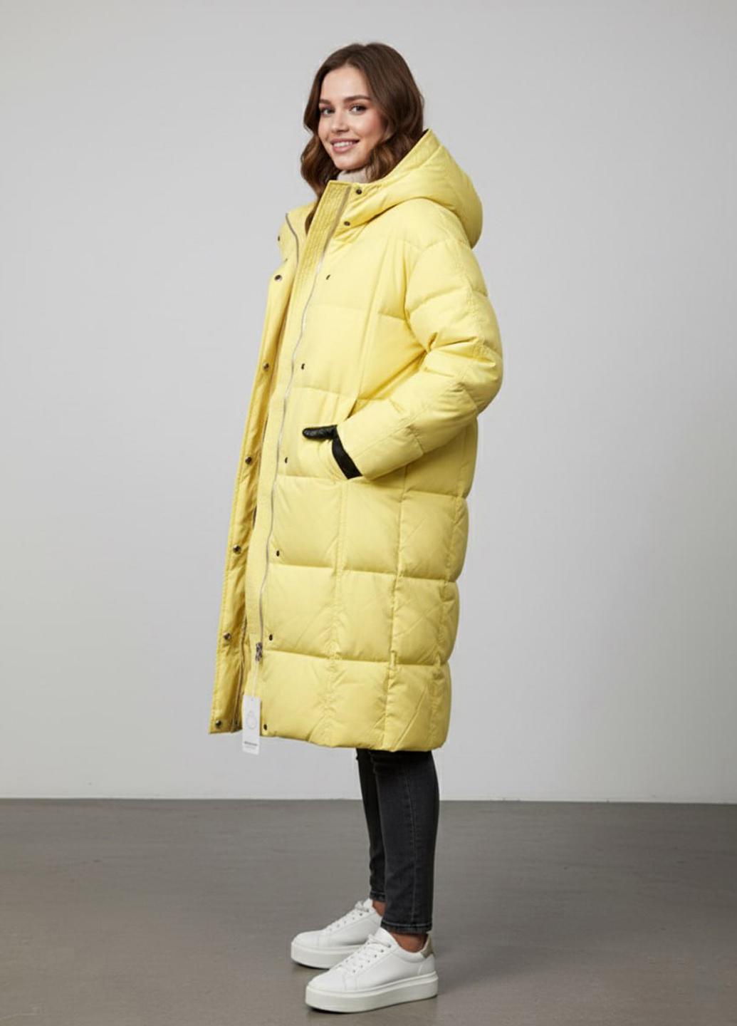 Пуховик женский Number Nine DW-202 с капюшоном р. 44 Желтый (DW-202-44) - фото 2