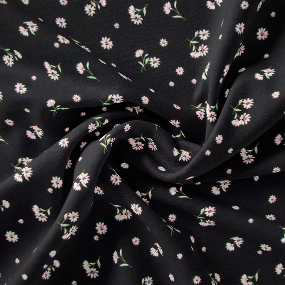 Ткань плательная IDEIA Креп Мадагаскар Ромашка 1,50 м Черный (2200004224541)
