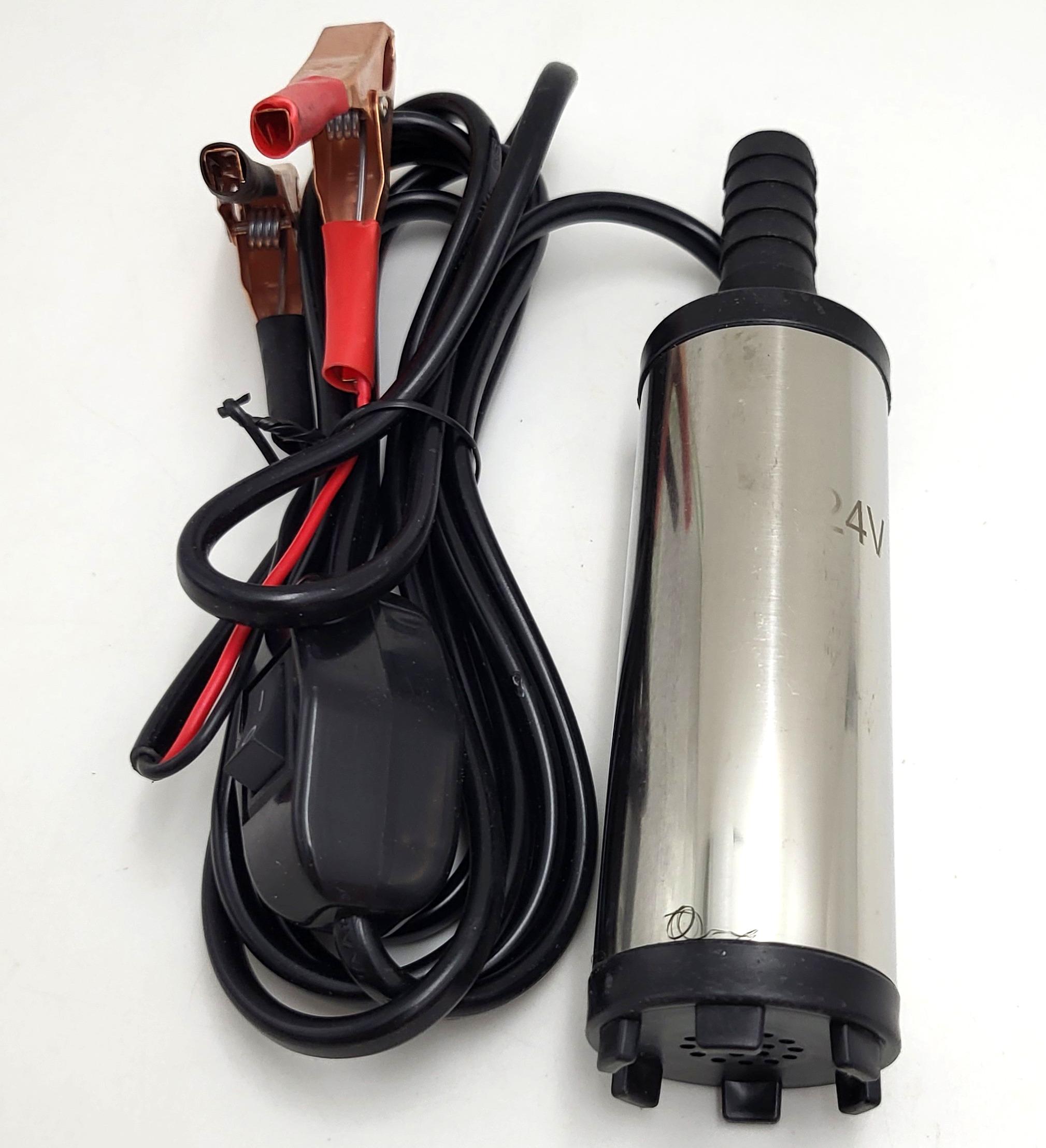 Погружной электро насос 24V от аккумулятора для перекачки жидкостей воды топлива солярки помпа с зажимами на проводе 12л/мин 38мм UKC 5261