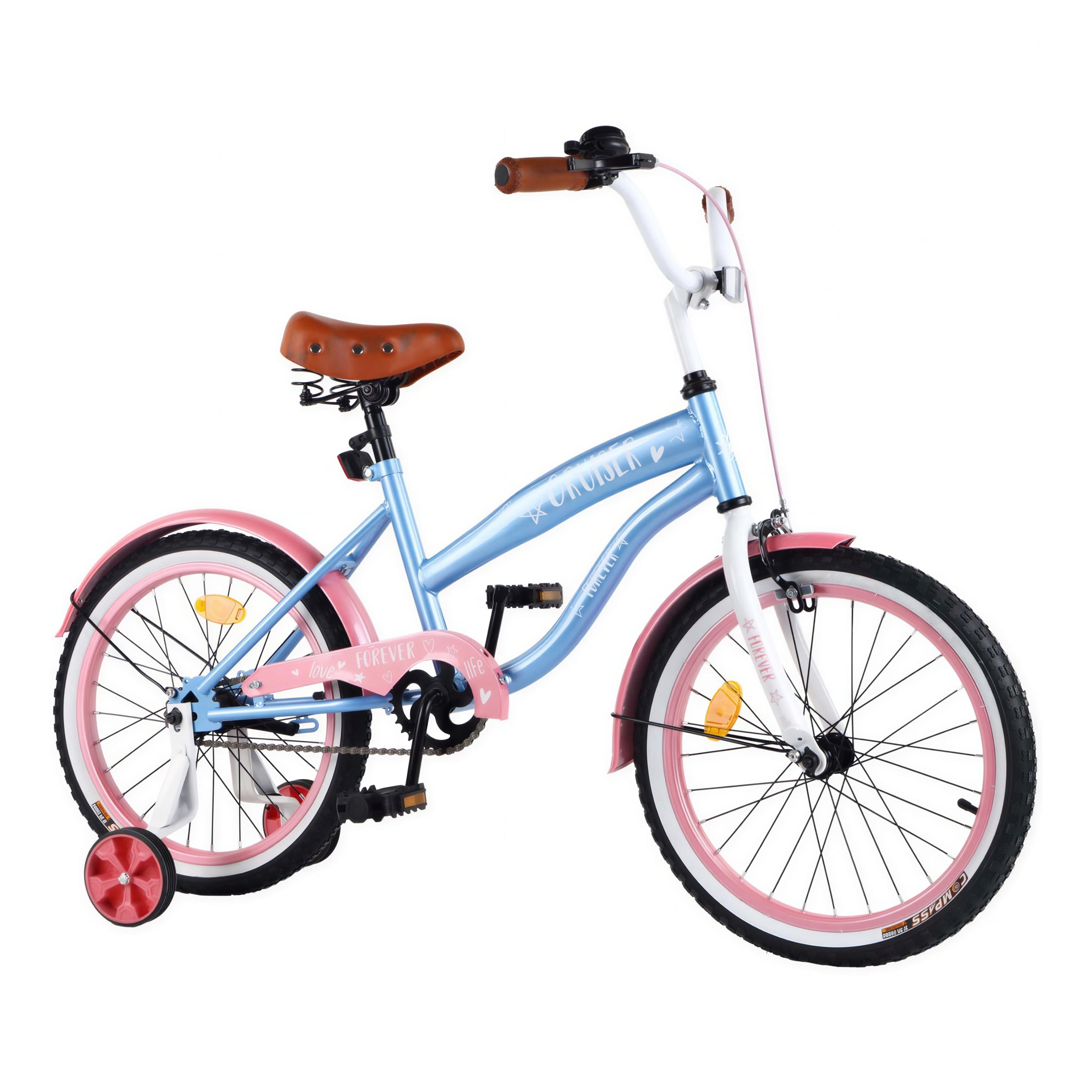 Велосипед дитячий для дівчинки 16" Baby Tilly Cruiser з боковими колесами на зріст 95-115 см Блакитно-рожевий (T-21631)
