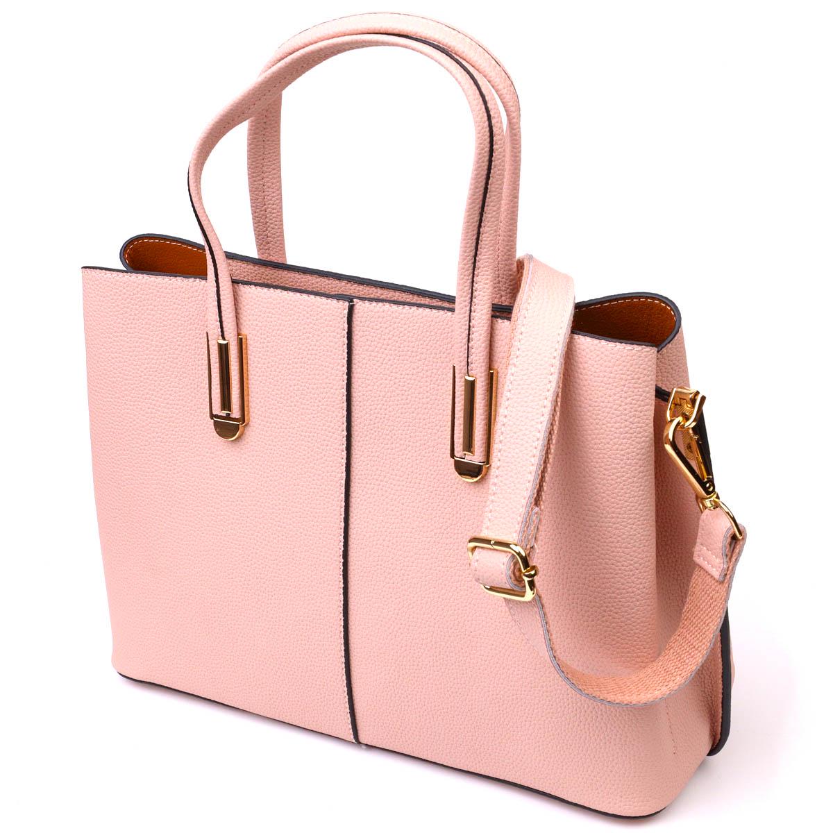 Женская сумка Vintage Bag 22104 из натуральной кожи Пудровый