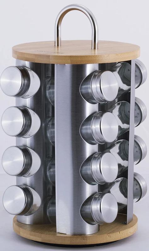 Набор емкостей для специй Kamille Annatto 16 спецовников на бамбуковой подставке (KM-7044)