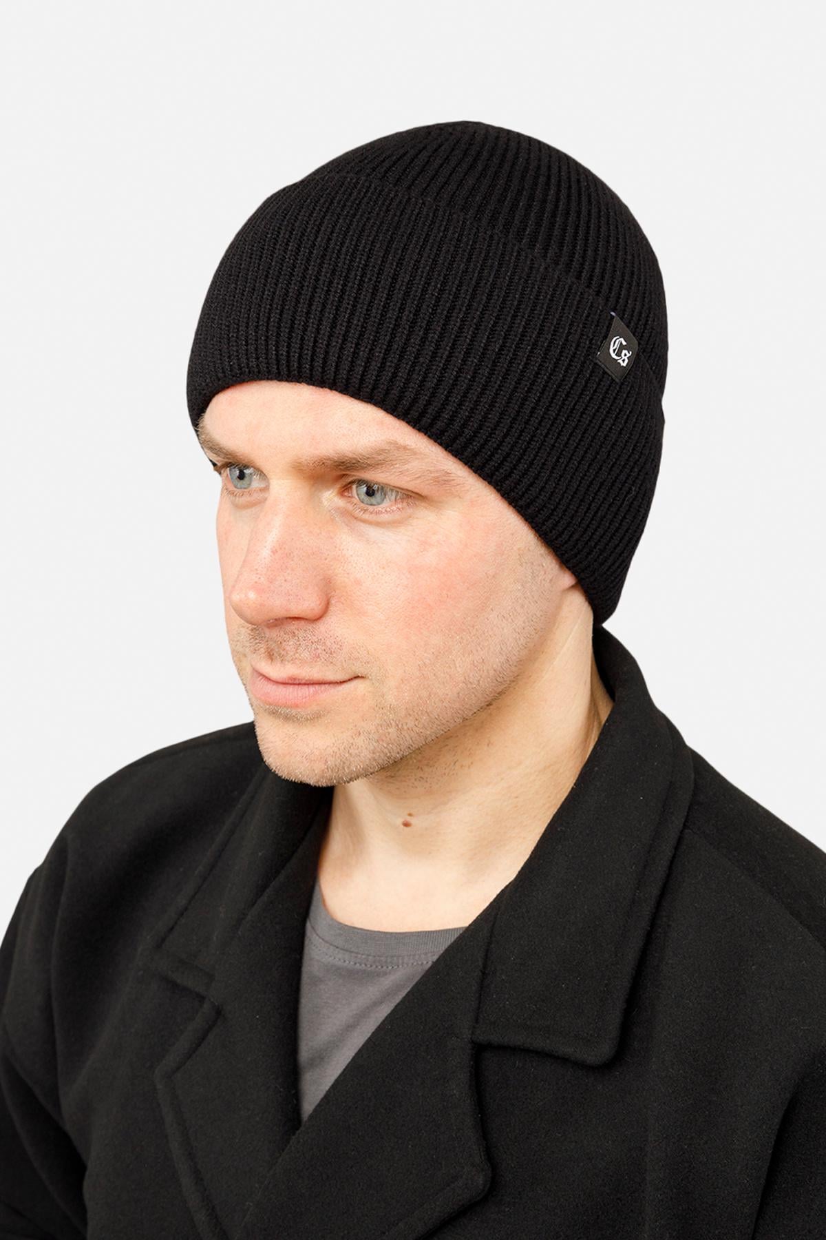 Шапка мужская с отворотом 58-60 см Черный (ЦБ-00260754)