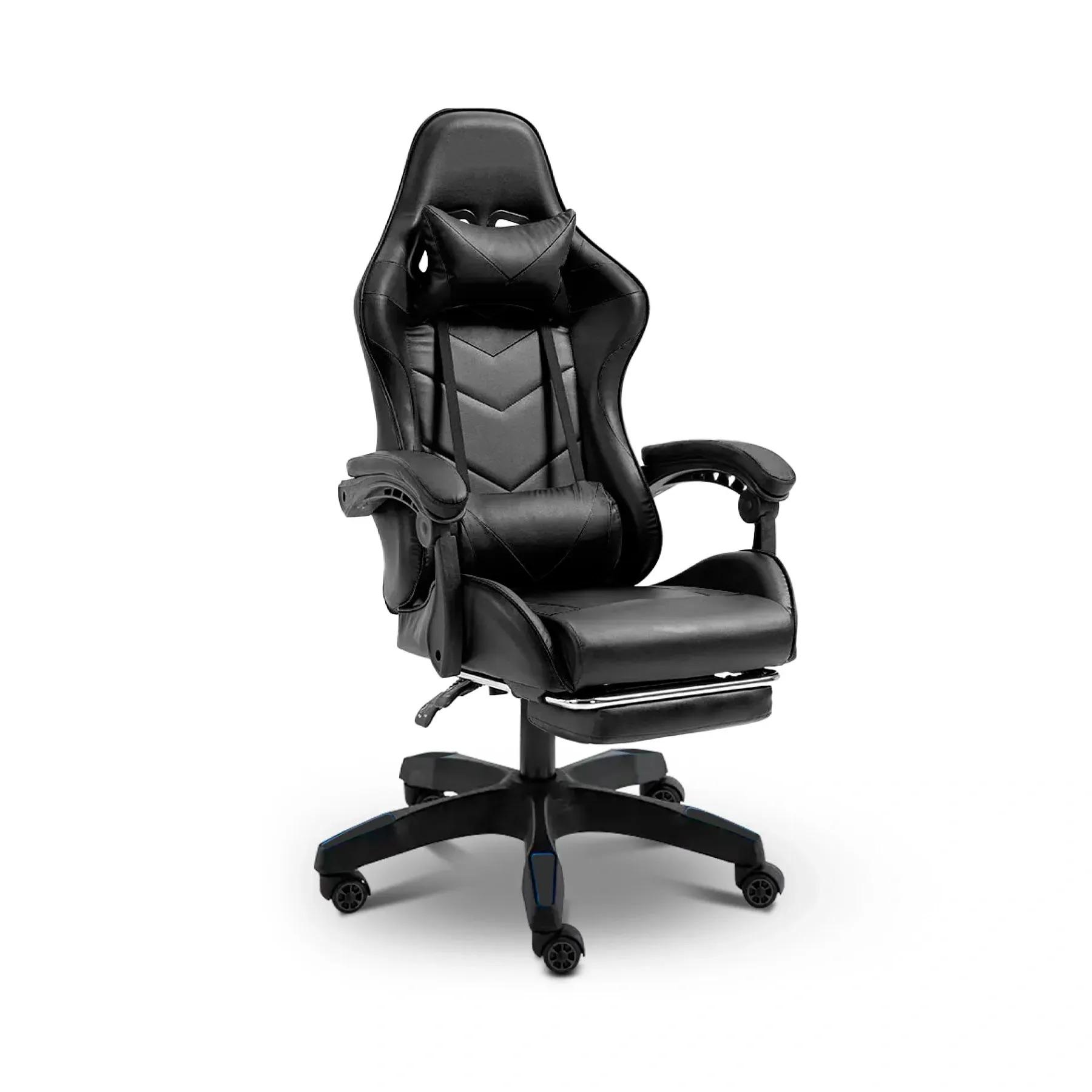 Кресло геймерское с подставкой для ног с подушками Черный (381894)