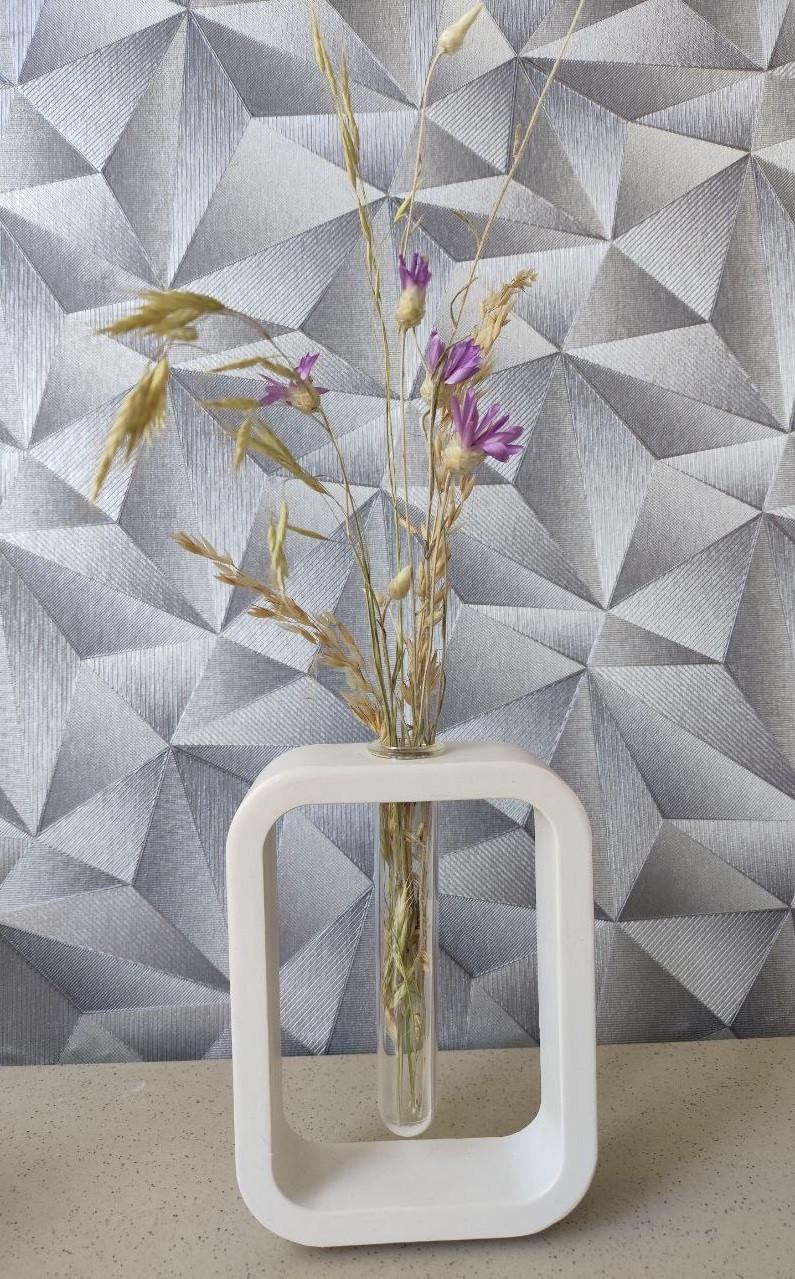 Ваза минималистичная гипсовая с колбой ручной работы 15 см Белый (2765700259) - фото 5 Ваза минималистичная гипсовая с колбой ручной работы 15 см Белый (2765700259) - фото 5