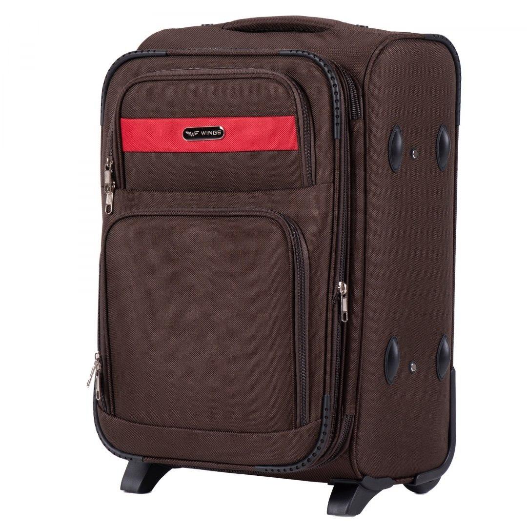 Чемодан ручная кладь Wings 1605 малый на 2 колесах 54х36х22 см Коричневый