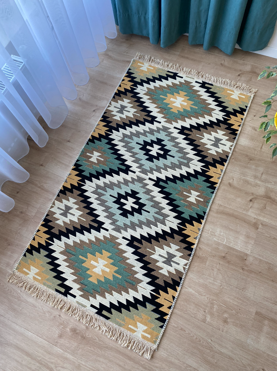 Килимок плетений двосторонній Shana Zummi 80x125 см Зелений