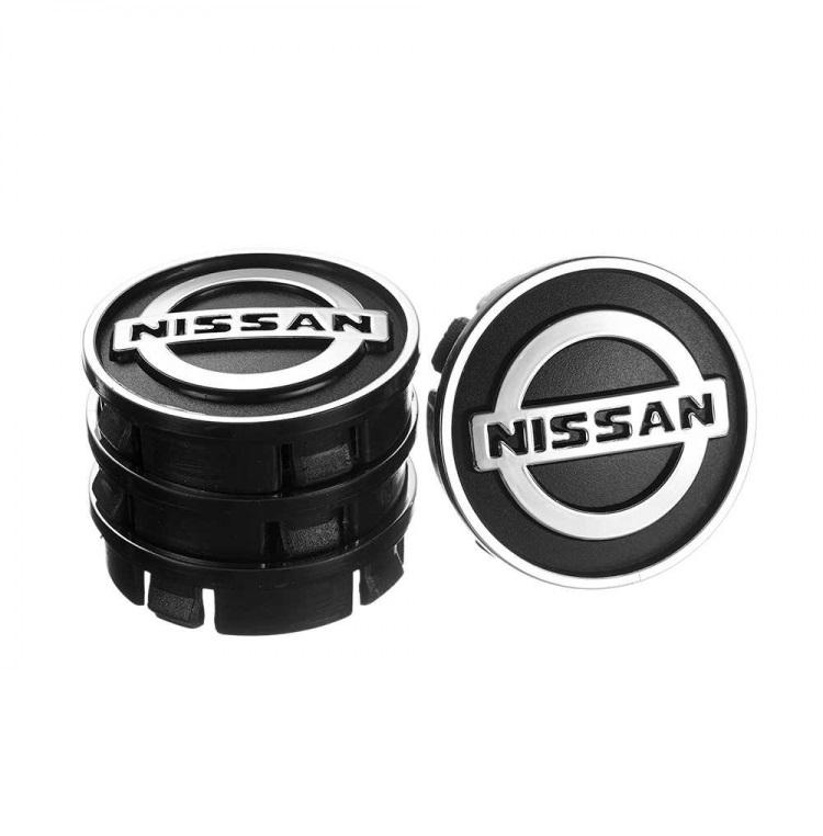 Заглушка колесного диска Nissan 60x55 мм 4 шт. Черный (00000044860)