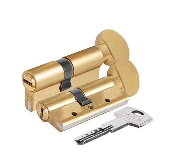 Цилиндр Kale 164 DBNEM 68 мм 5 ключей з вертушкой на длинной стороне Латунь