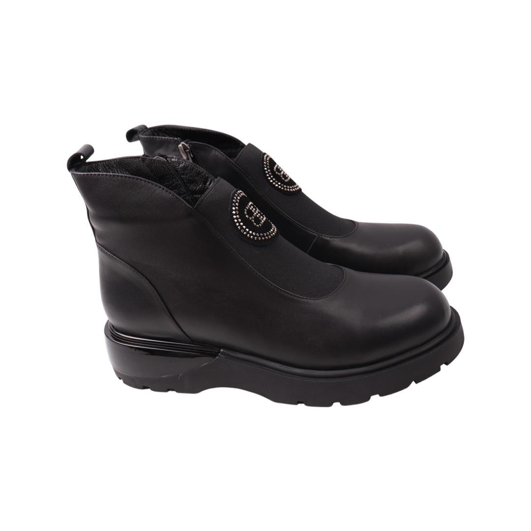 Ботинки женские Euromoda из кожи р. 38 Черный (481-21DHC)