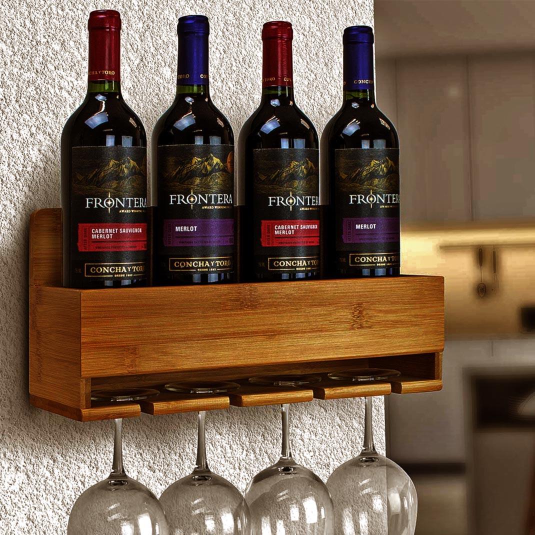 Полка для вина настенная из дерева Камакура Охра (ПНК-000604)