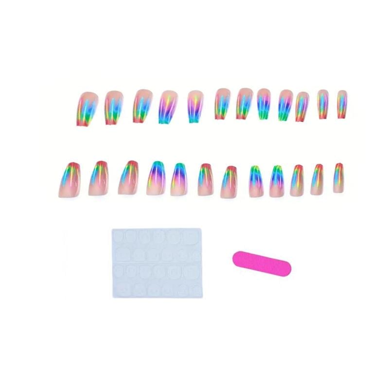 Накладные ногти градиент балерин с клеевыми пластинами 24 шт. Разноцветный (2689612510)