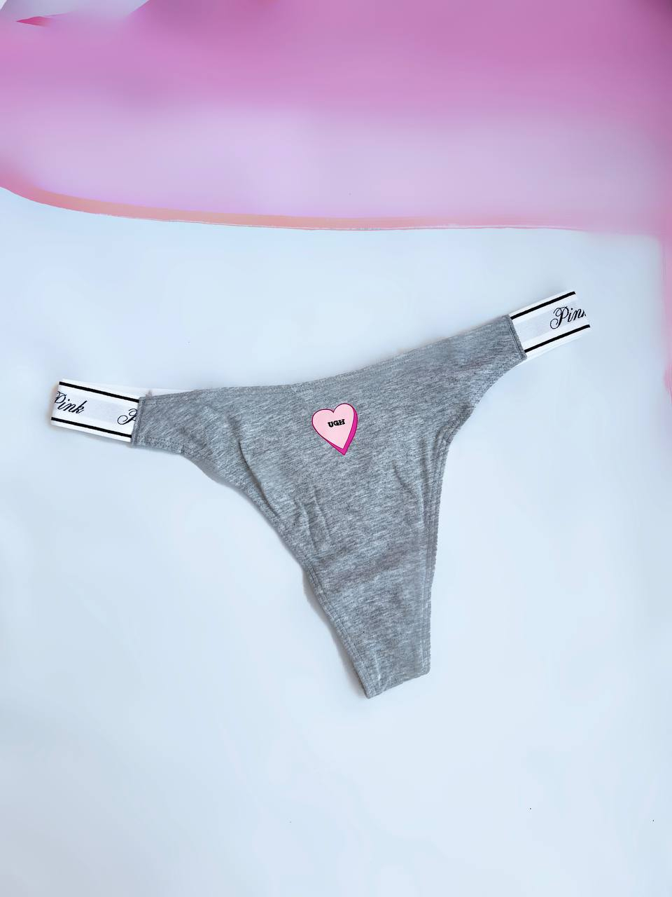 Труси Victoria's Secret Logo Cotton High-Leg Thong Panty L Сірий (28768842)
