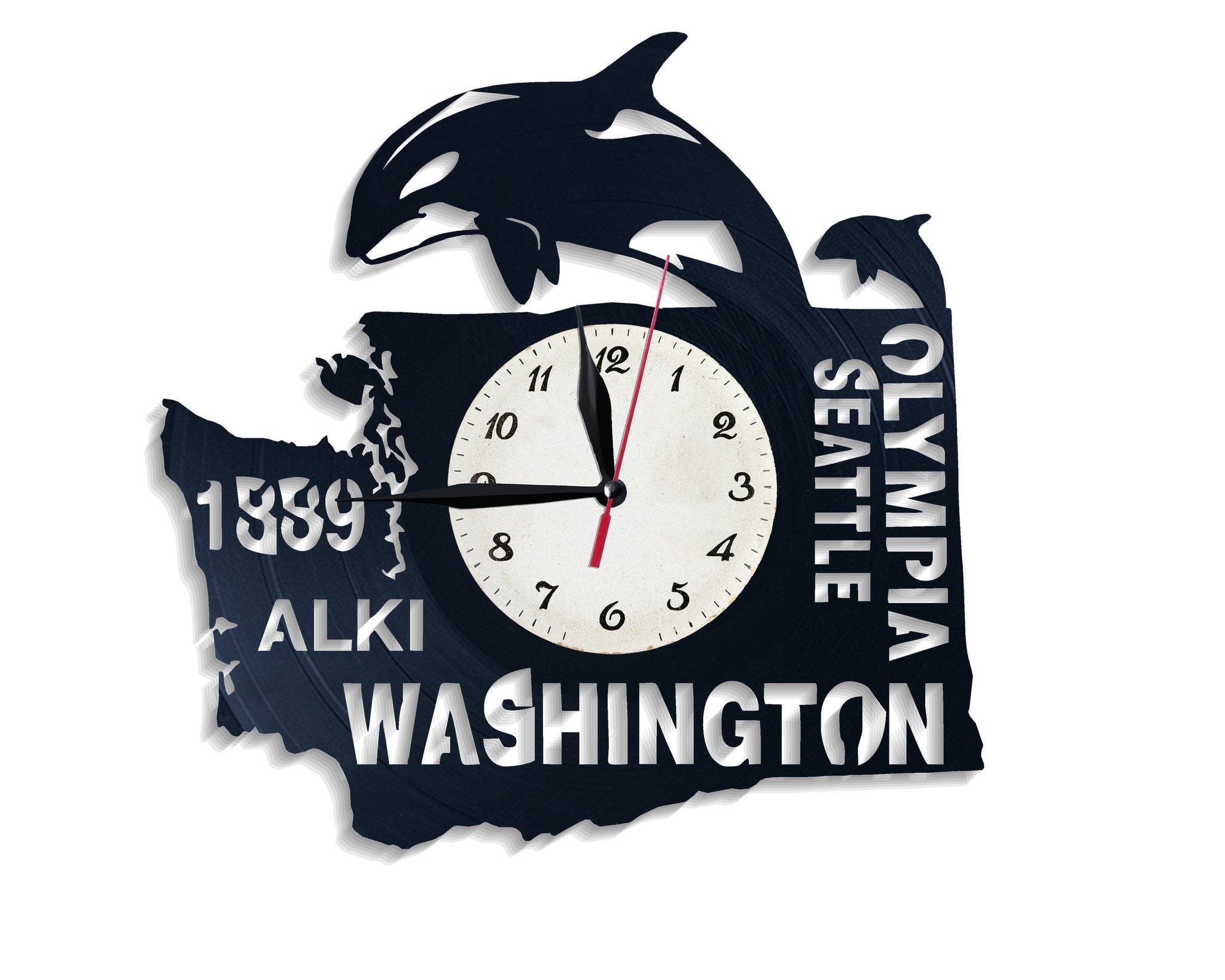 Часы настенные Штат Вашингтон 2894 из виниловой пластинки