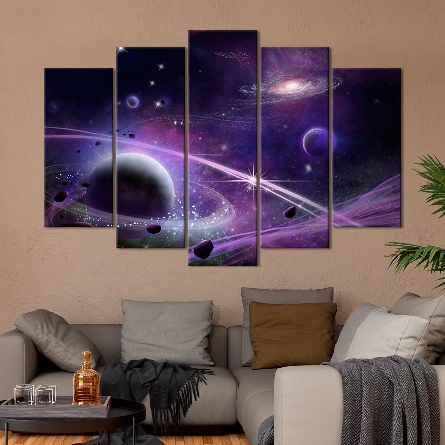 Картина на холсте Красивый фиолетовый космос 137x85 см (V211-5_L)