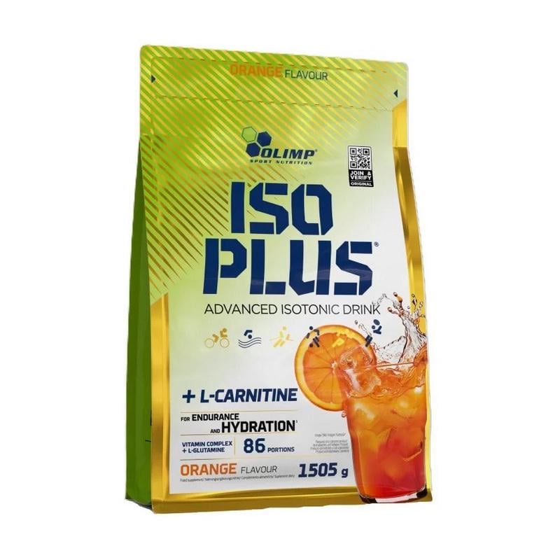 Изотоник с электролитами Olimp Iso Plus + L-Carnitine 1,5 кг Апельсин