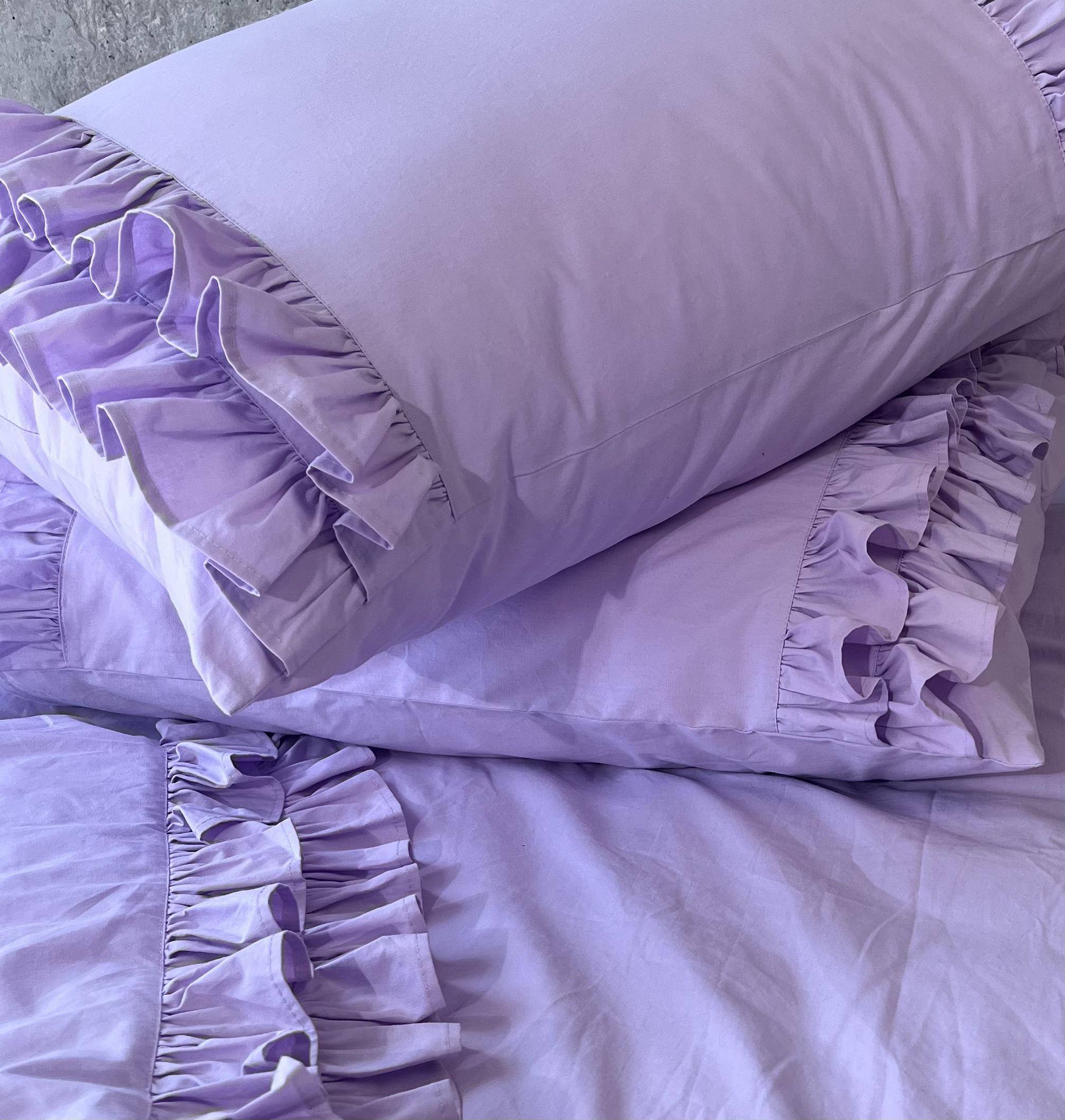 Комплект постільної білизни White Dream полуторний з рюшами 155х215 см варена бавовна Ліловий (2003/2R) - фото 5 Комплект постільної білизни White Dream полуторний з рюшами 155х215 см варена бавовна Ліловий (2003/2R) - фото 5